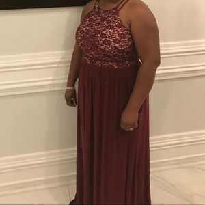 R&M Collection burgundy overlay(lace) Maxi dress